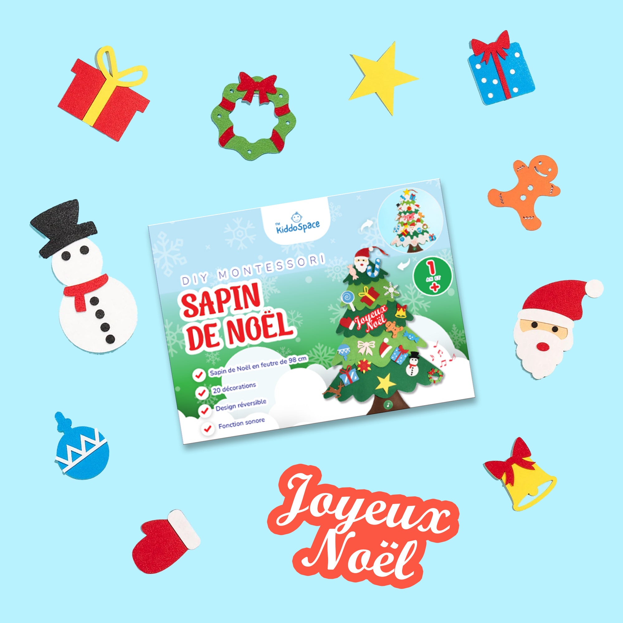 10 Décorations de Noël supplémentaires + 1 Décoration "Joyeux Noël"