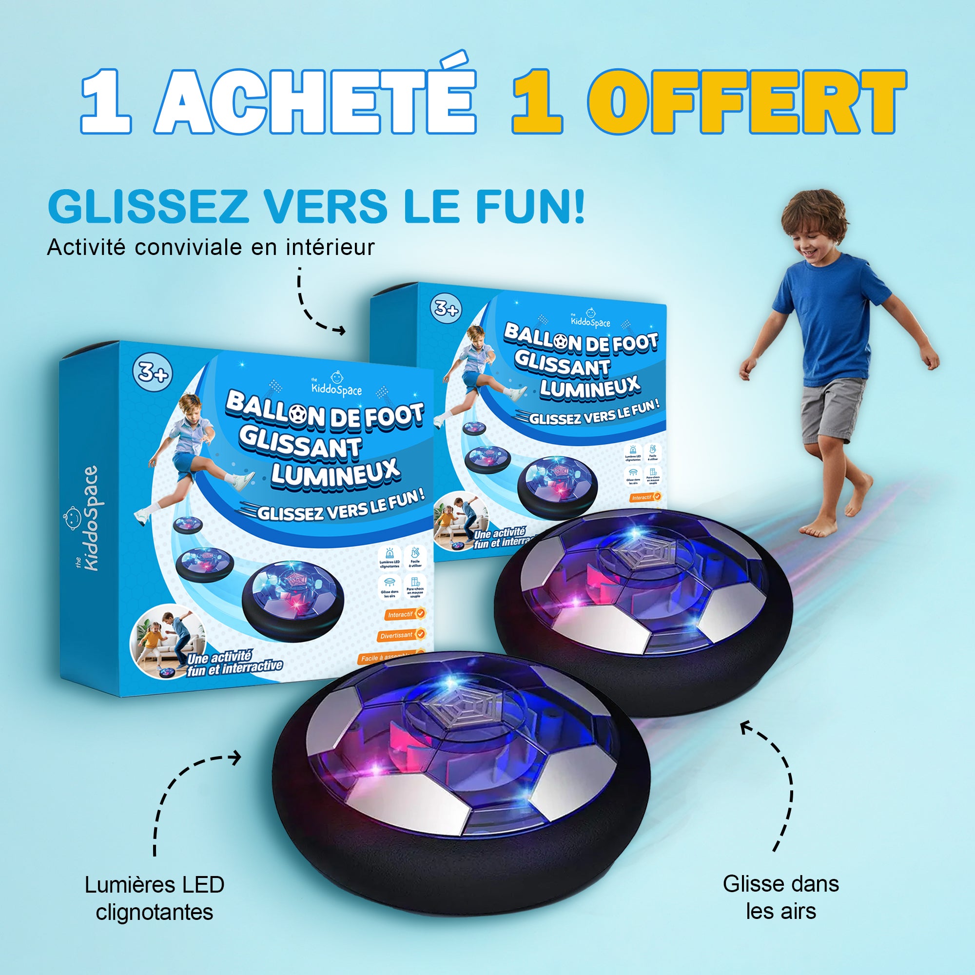 KiddoSpace™ - Ballon de football LED flottant pour enfants