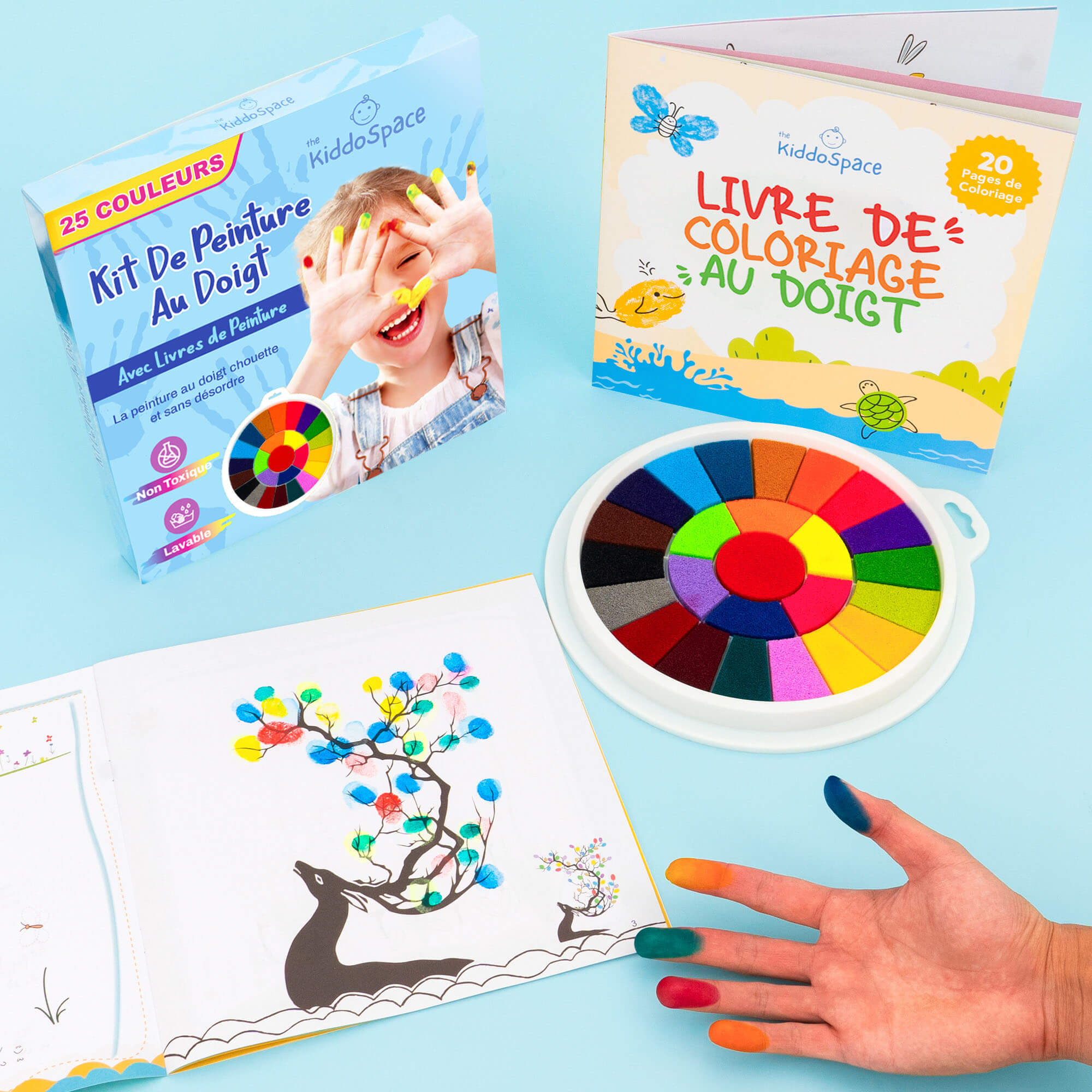 Flye Enfants Cadeau Drôle de Kit de Peinture au doigt dessin au doigt Jouets Peintures au doigt d'enfant éducatif Multi-color