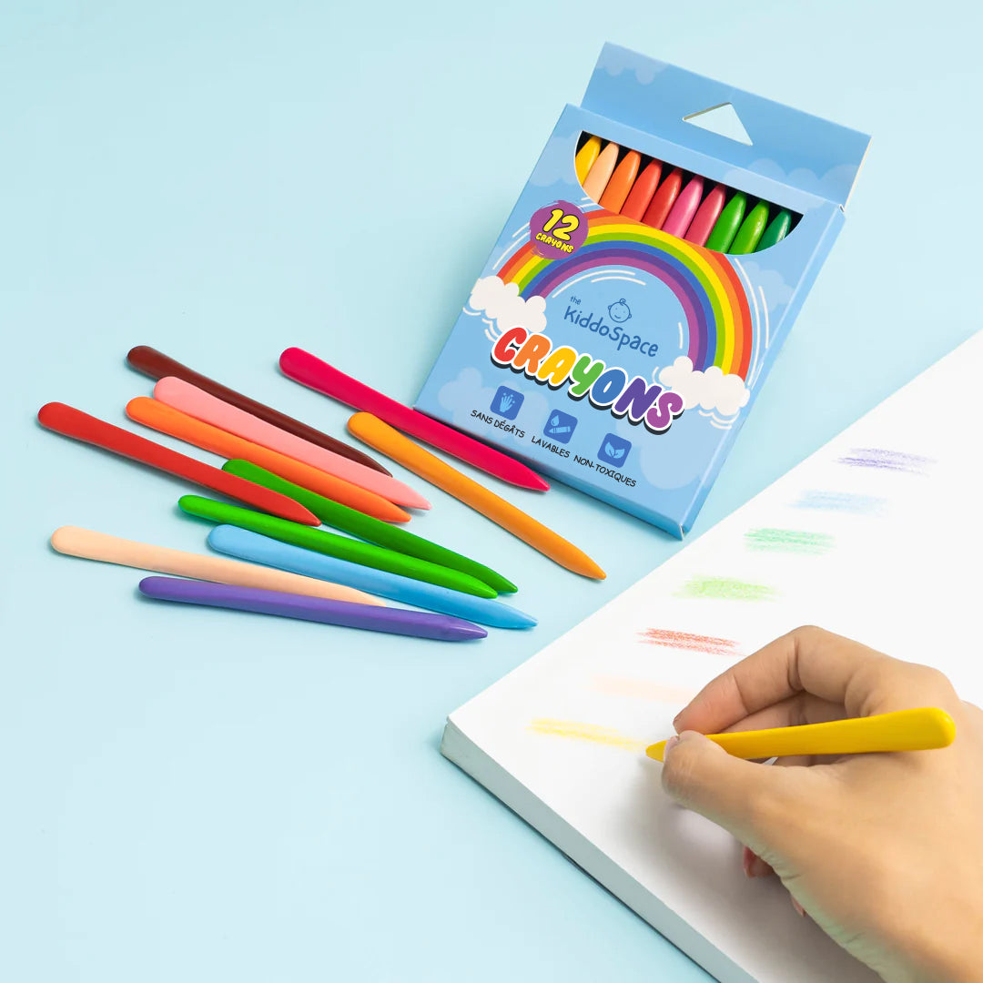 WATSABRO Crayons à Doigts 12 Couleurs Crayons Non Toxiques Caryons